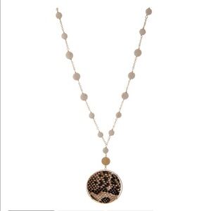 Avant Long faux snakeskin disc pendant necklace